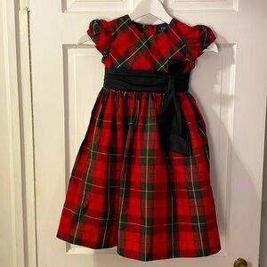 Cute red and black girl tartan dress, Polo Ralph Lauren, Size 5, with 4 layers